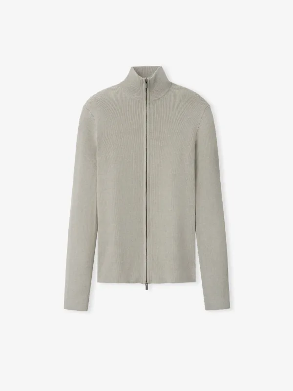 Womens Rib Knit Zip Up Jacket made by Essentials