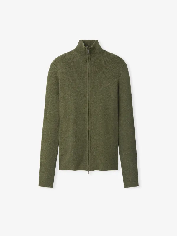 Womens Rib Knit Zip Up Jacket made by Essentials
