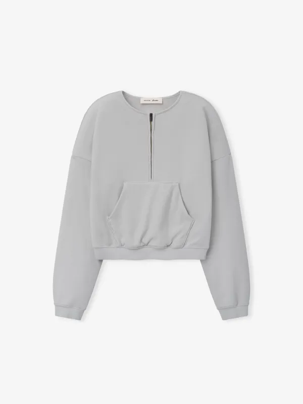 Womens French Terry Relaxed Half Zip made by Essentials