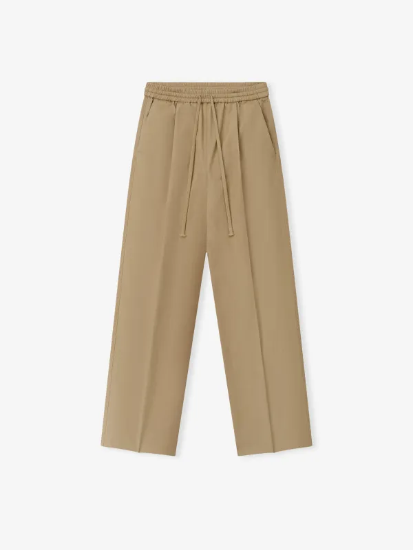 Womens Cotton Twill Pleat Front Drawstring Pant made by Essentials