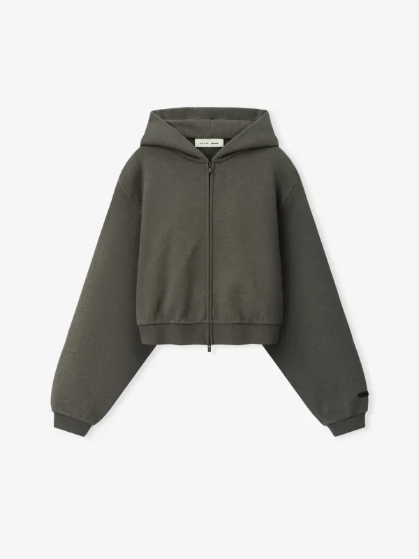 Womens Embossed FW26 Cropped Zip-Up Hoodie made by Essentials