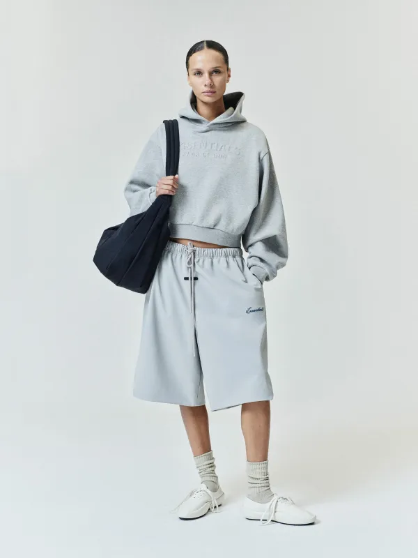 Womens Embossed FW26 Modern Cropped Hoodie made by Essentials