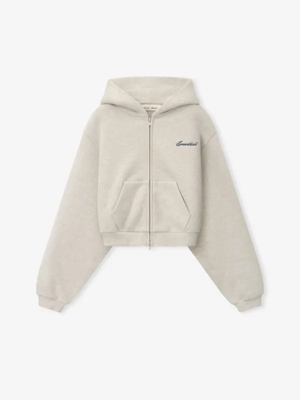 Womens Modern Cropped Zip Hoodie made by Essentials