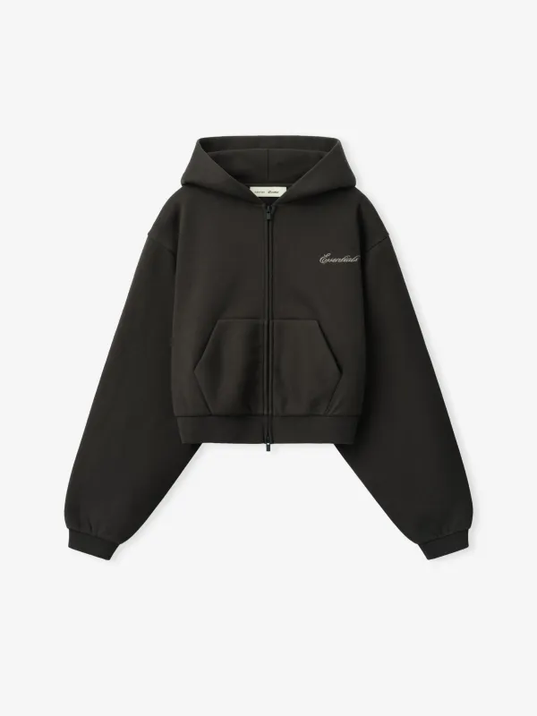 Womens Modern Cropped Zip Hoodie made by Essentials