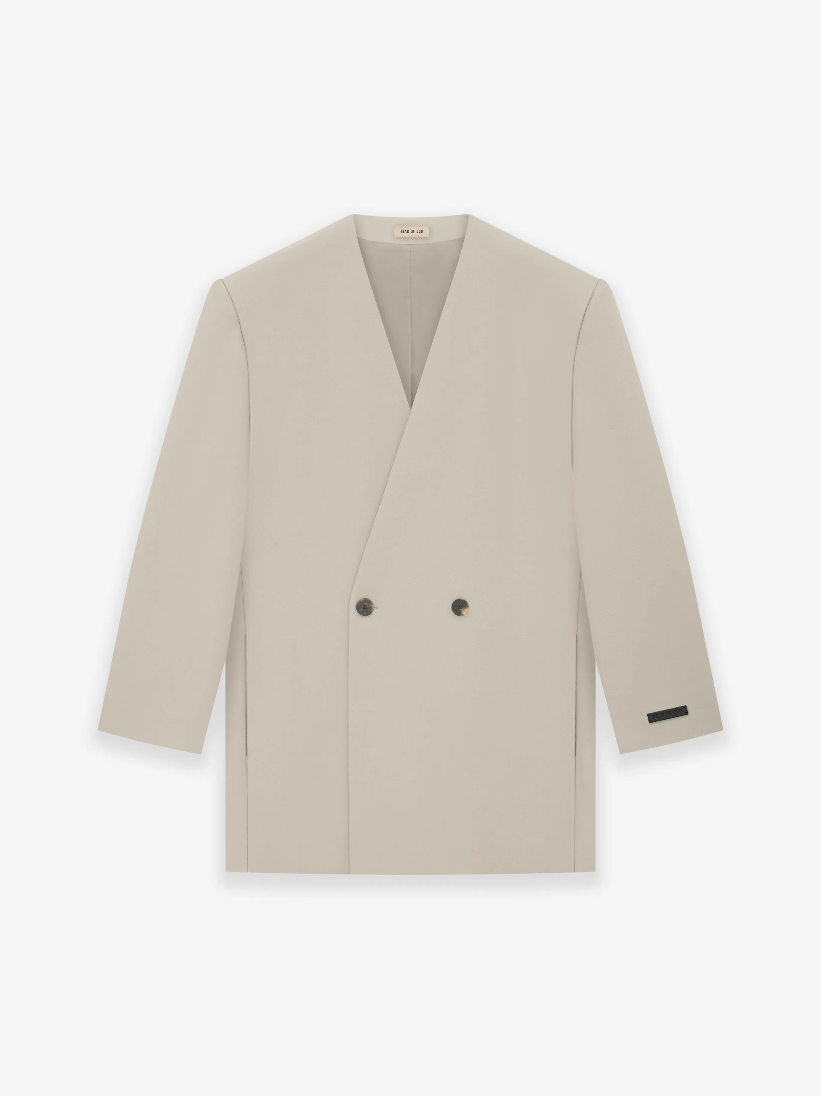 Wool Gabardine Double Breasted Lapelless Blazer sold by Fear of God