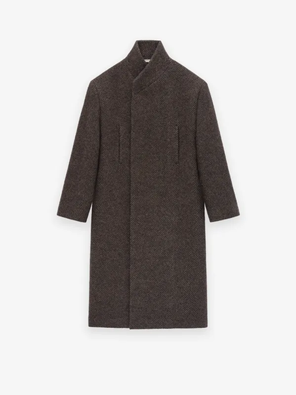 Wool Chevron Stand Collar Overcoat made by Fear of God