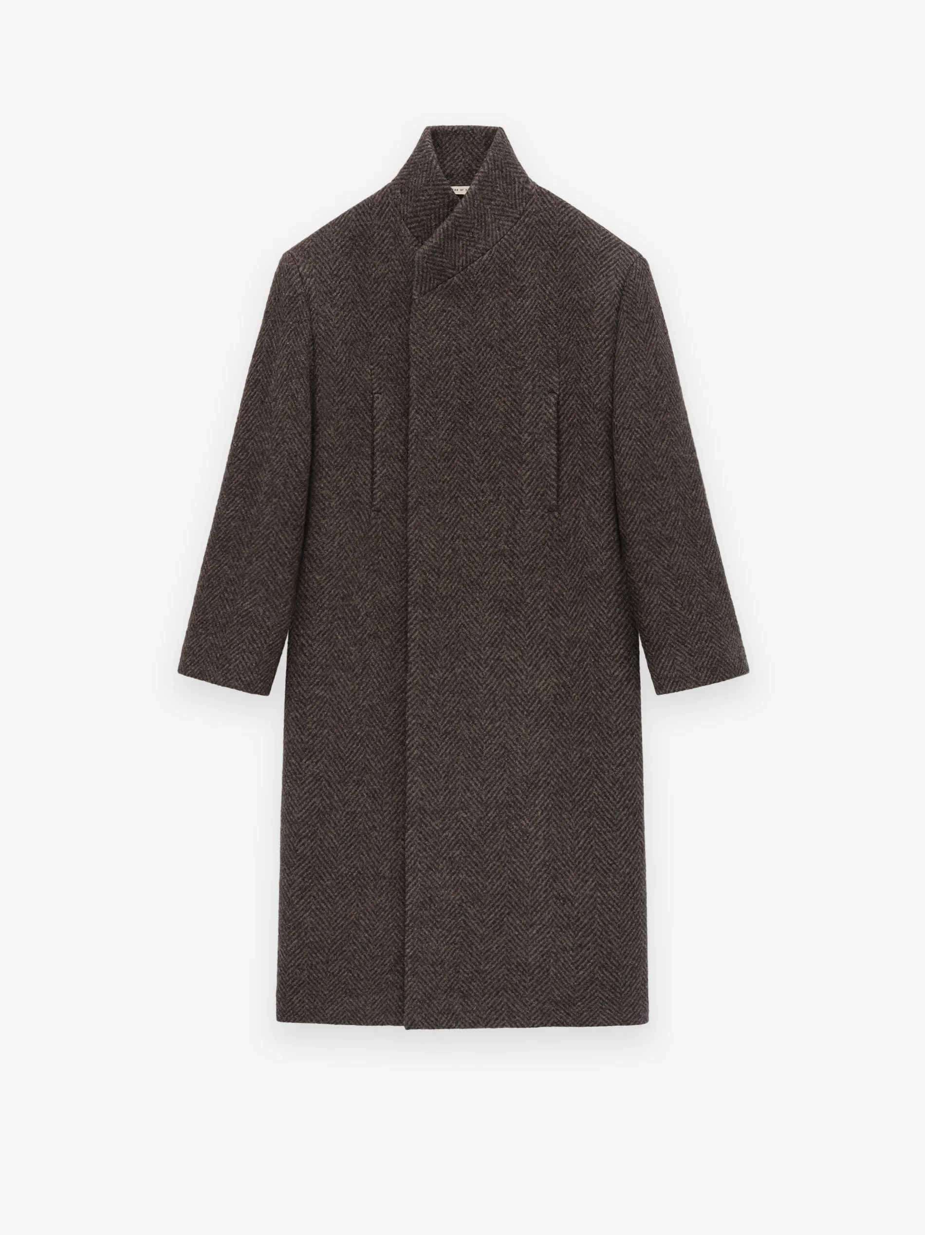 Wool Chevron Stand Collar Overcoat sold by Fear of God