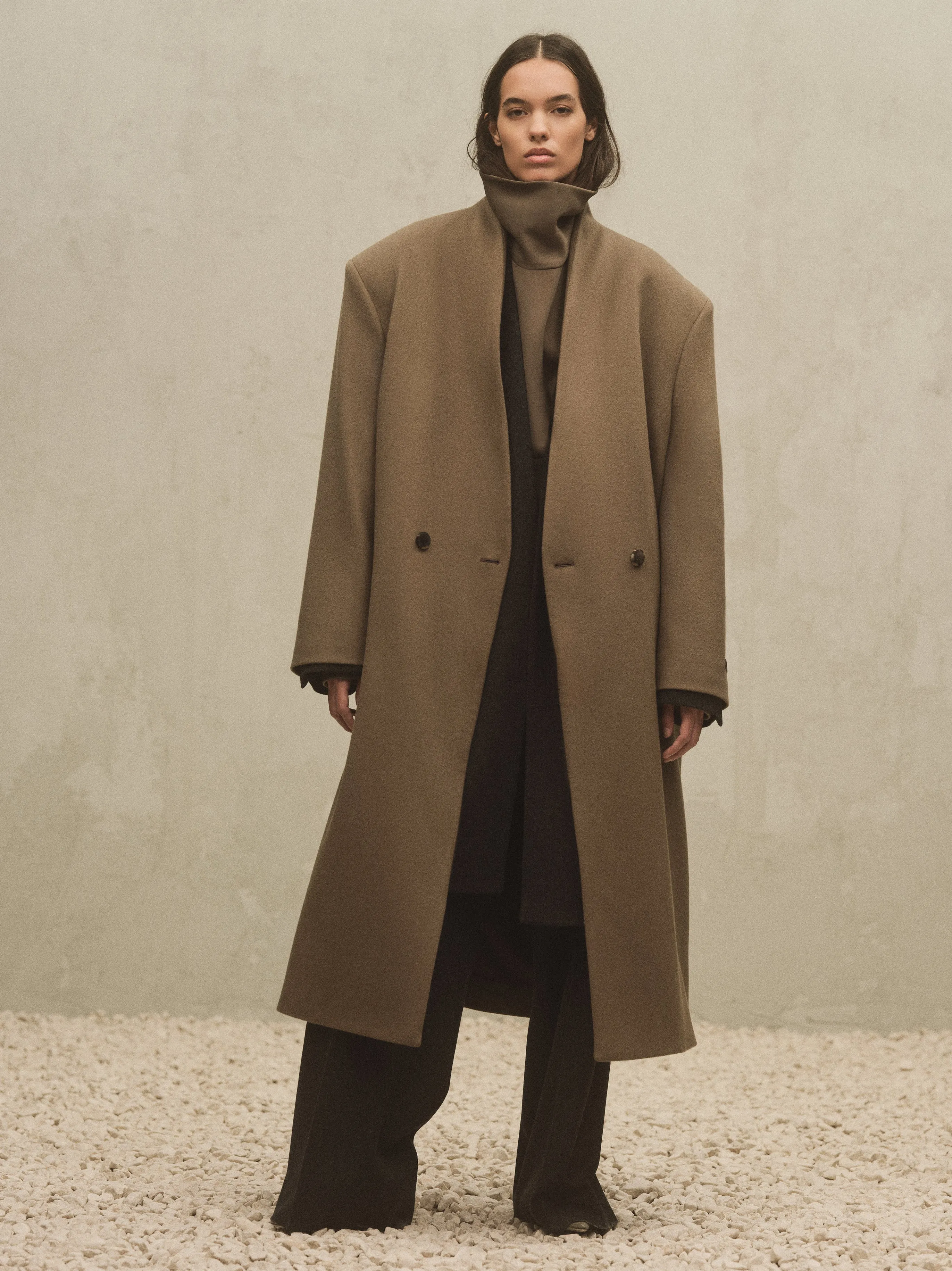 Melton Wool Lapelless Coat sold by Fear of God