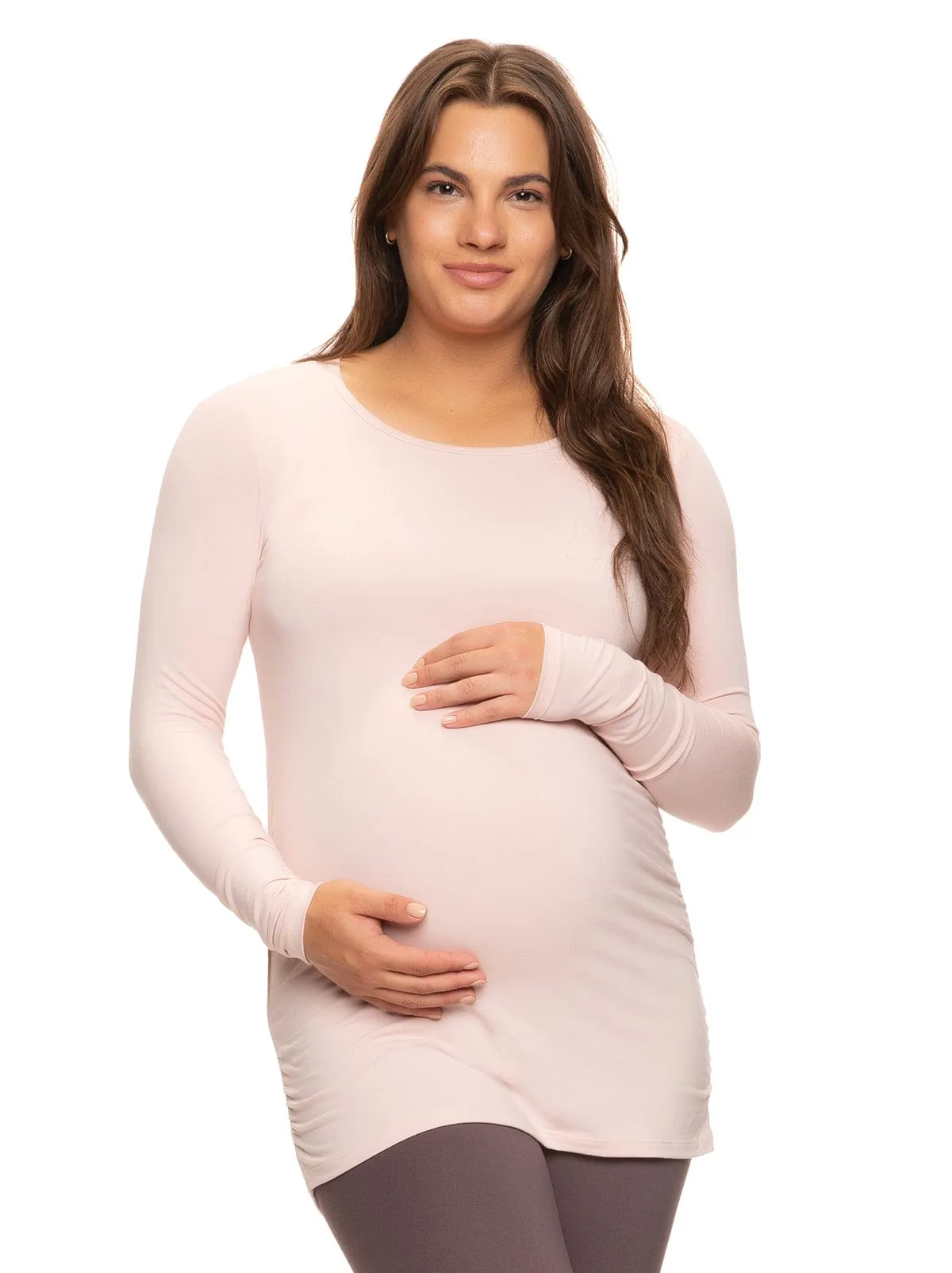 Cotton Modal Maternity Side Shirred L/S Crewneck Shirt sold by Felina product image thumbnail 2
