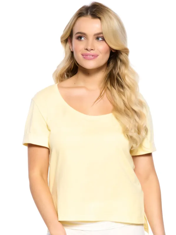 Organic Cotton Stretch Scoop-Neck Tee sold by Felina