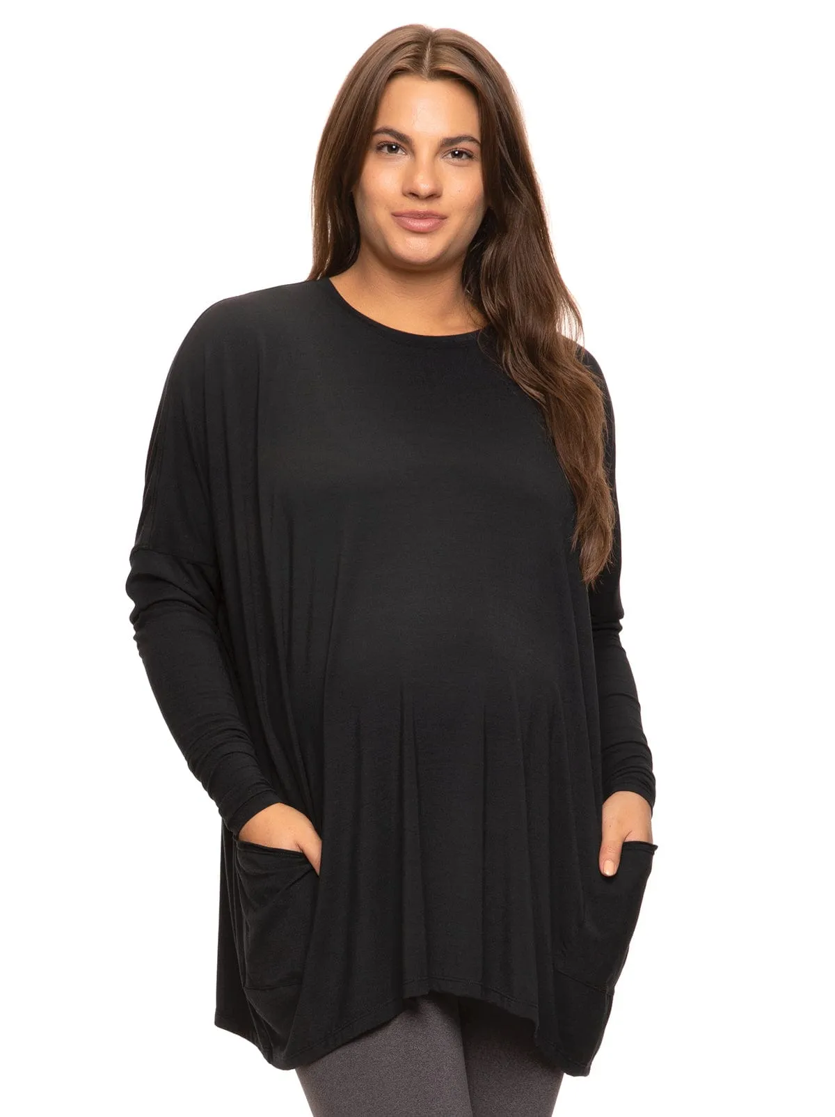 Modal Span Side Drape Maternity L/S Top sold by Felina