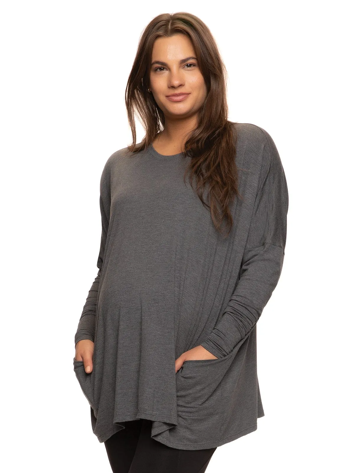 Modal Span Side Drape Maternity L/S Top sold by Felina product image thumbnail 3