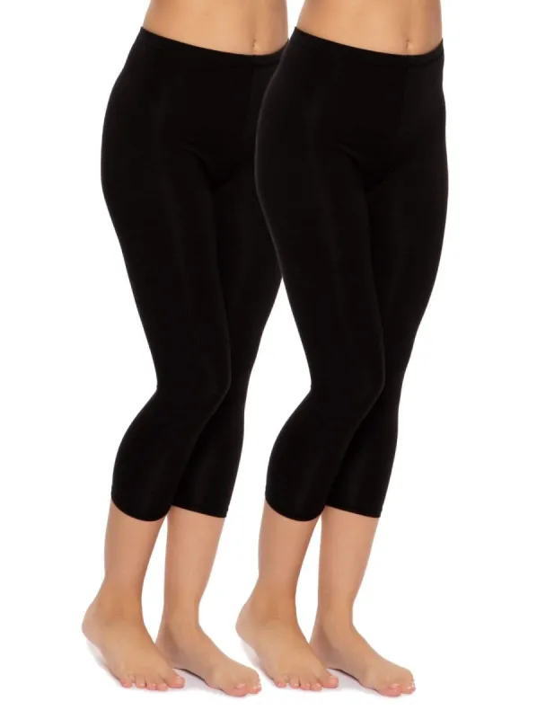 Cotton Modal Capri Leggings 2-Pack sold by Felina