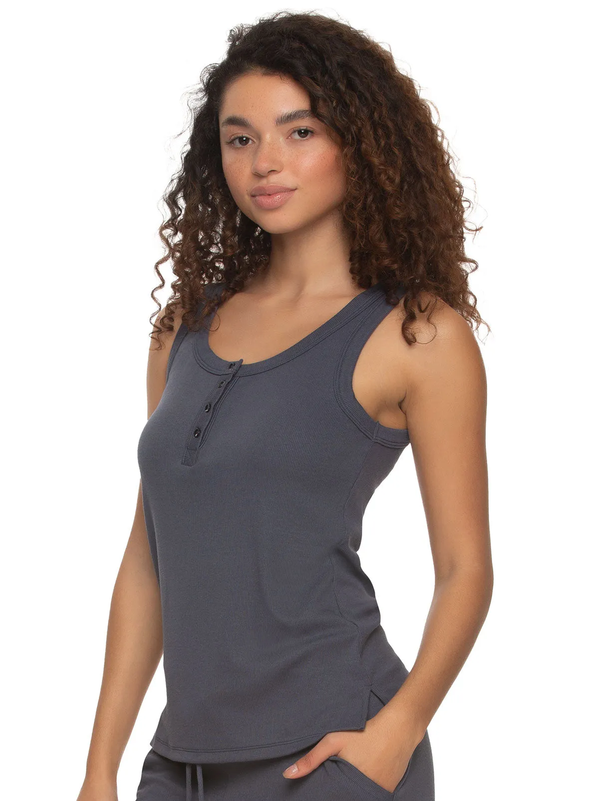 Primavera Soft Rib Henley Tank sold by Felina product image thumbnail 5