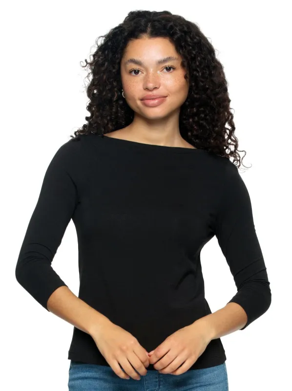 Key Item Boat Neck 3/4 Sleeve Top sold by Felina