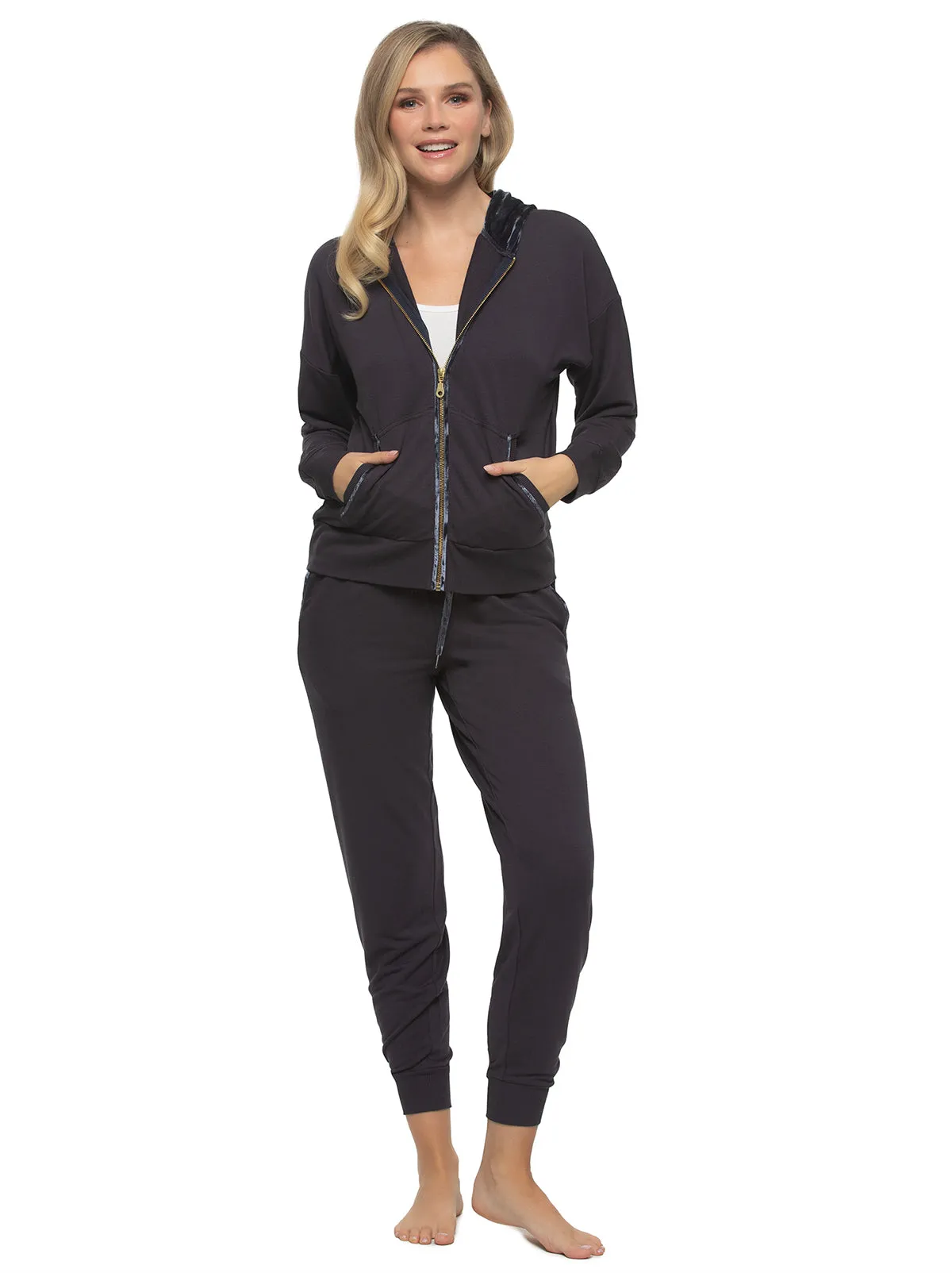 Aria Zip Up & Jogger Set sold by Felina