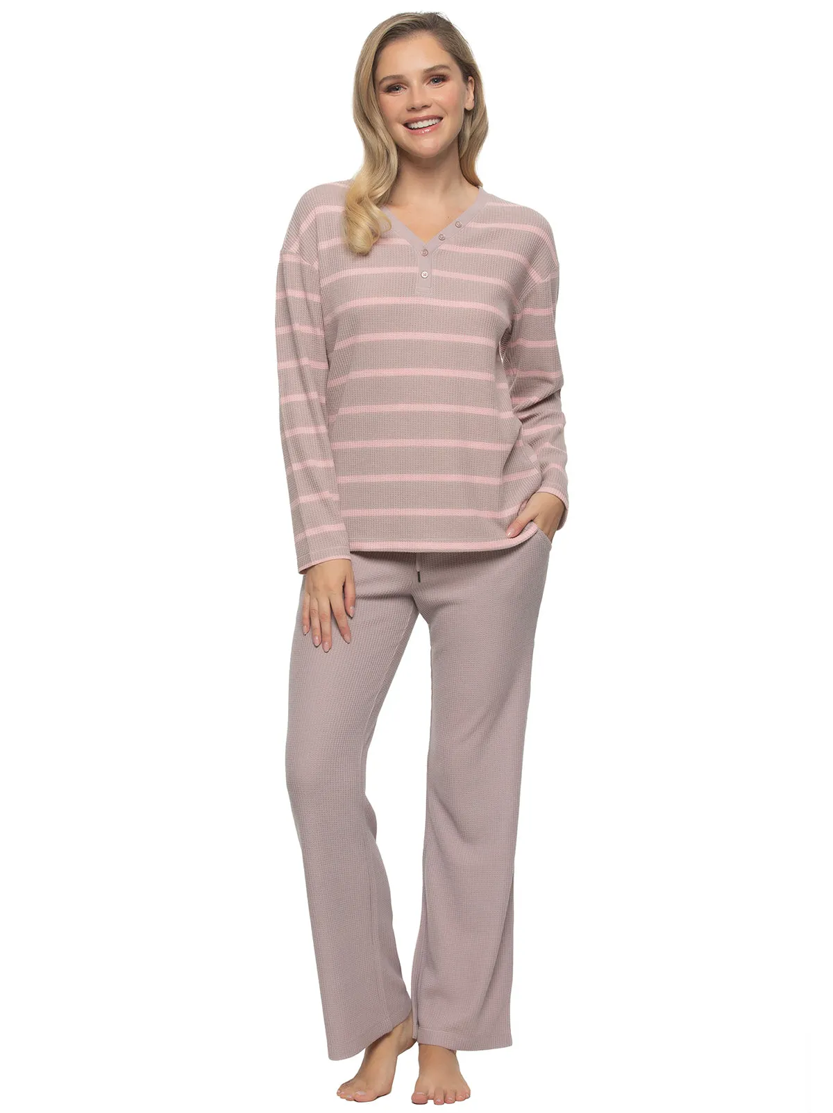 Jolie 2-Piece Henley & Lounge Pant Set sold by Felina product image thumbnail 4