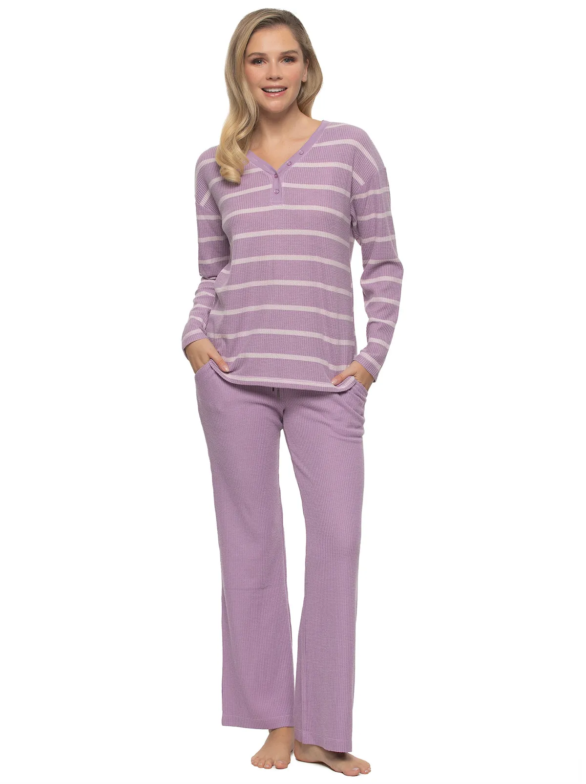 Jolie 2-Piece Henley & Lounge Pant Set sold by Felina