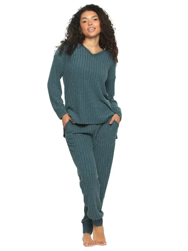Serena V-Neck & Jogger Pant Set sold by Felina