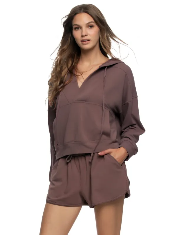 Kimora V-Neck Hoodie Sweatshirt & Shorts Set sold by Felina
