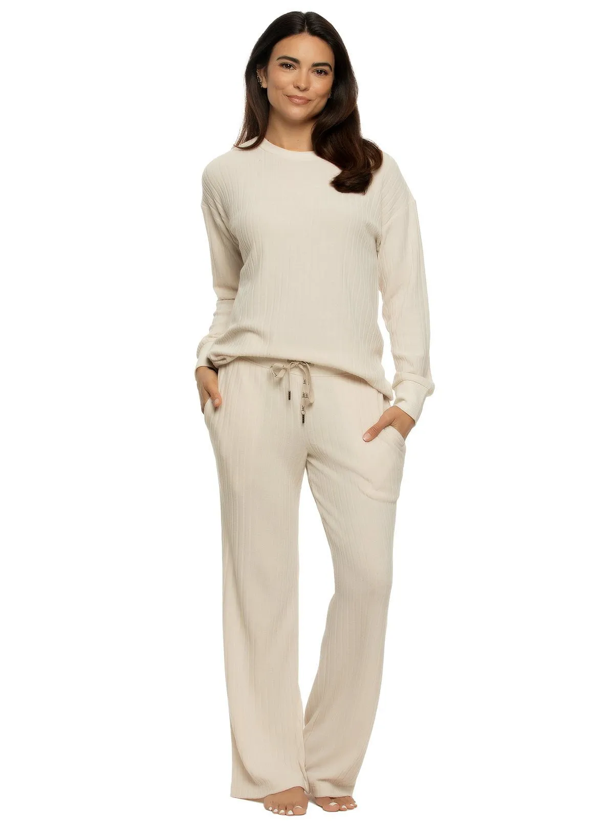 Serena Crew Neck Top & Pant Lounge Set sold by Felina