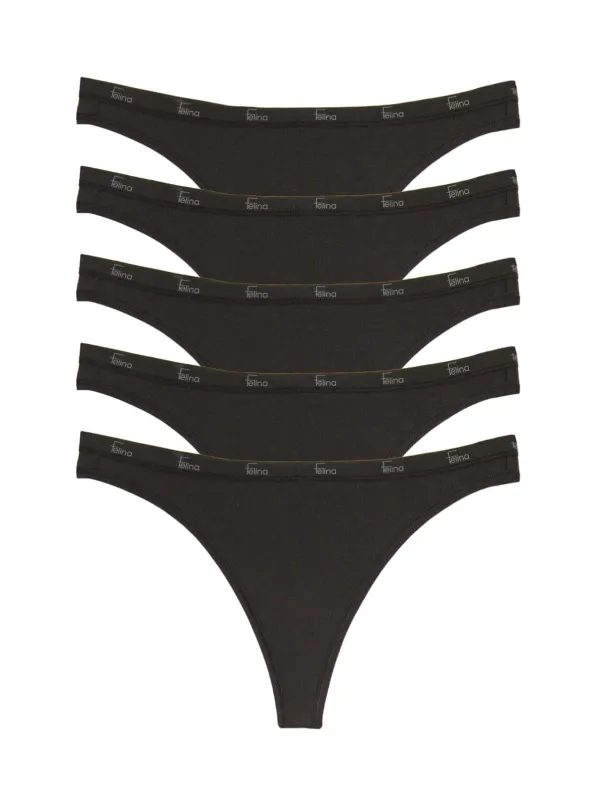 Signature Cotton Thong 5-Pack sold by Felina