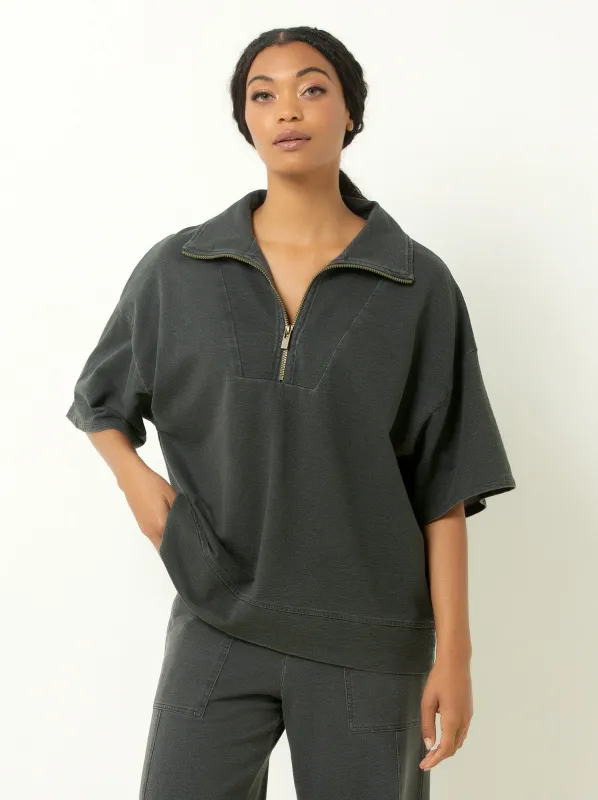 Single Stitch Oversized Half Zip Sweatshirt sold by Felina