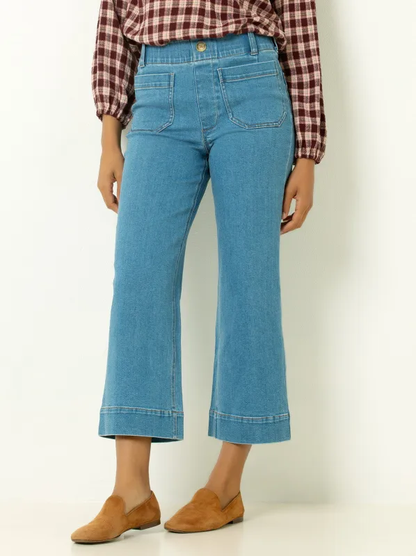 Single Stitch High Waist Crop Jean made by Felina