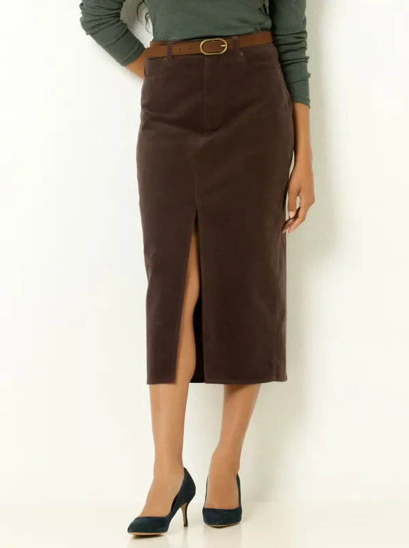 Single Stitch Corduroy Midi Skirt sold by Felina