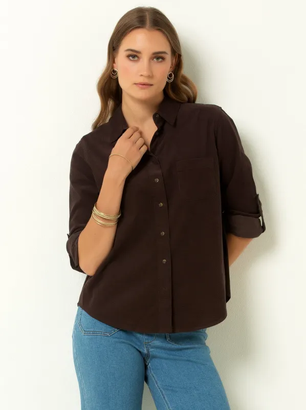 Single Stitch Corduroy Button-Up Shirt sold by Felina