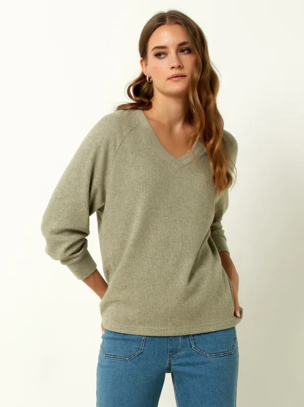 Single Stitch Classic Ribbed V-Neck Sweater made by Felina