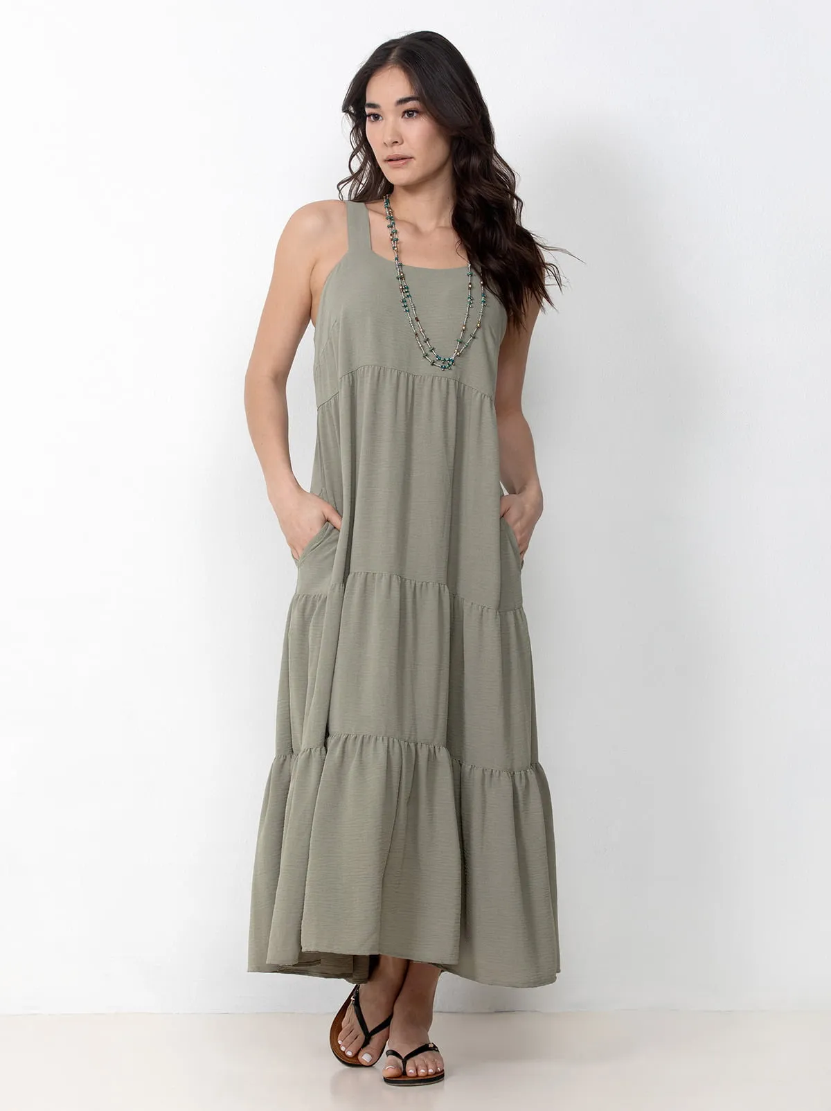 Single Stitch Tiered Maxi Dress sold by Felina product image thumbnail 4