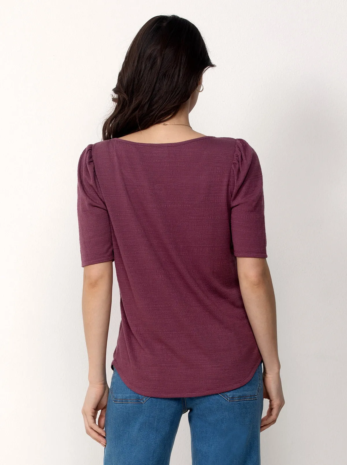 Single Stitch Ultra Soft Scoop Neck Henley sold by Felina product image thumbnail 2