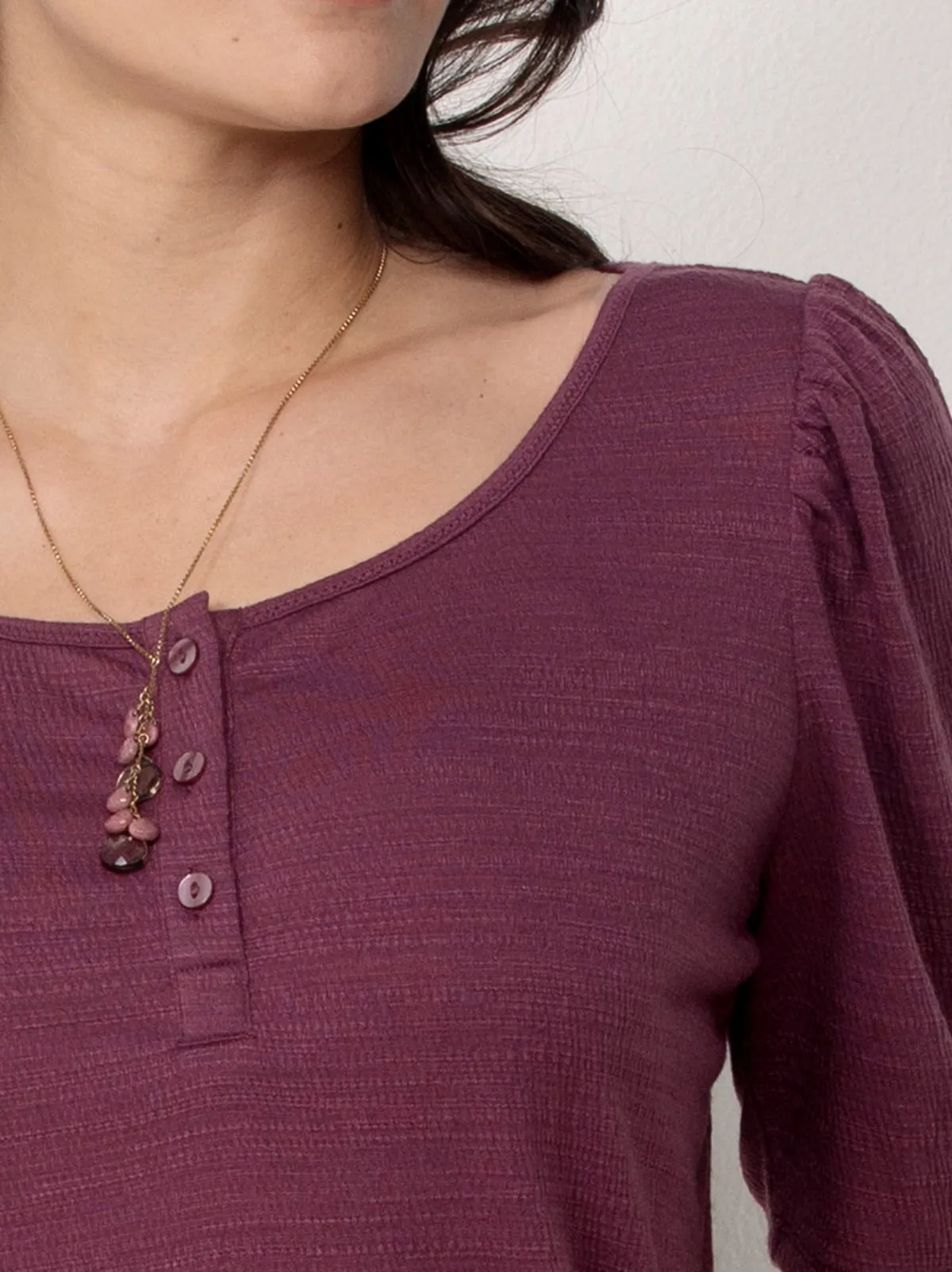 Single Stitch Ultra Soft Scoop Neck Henley sold by Felina product image thumbnail 3