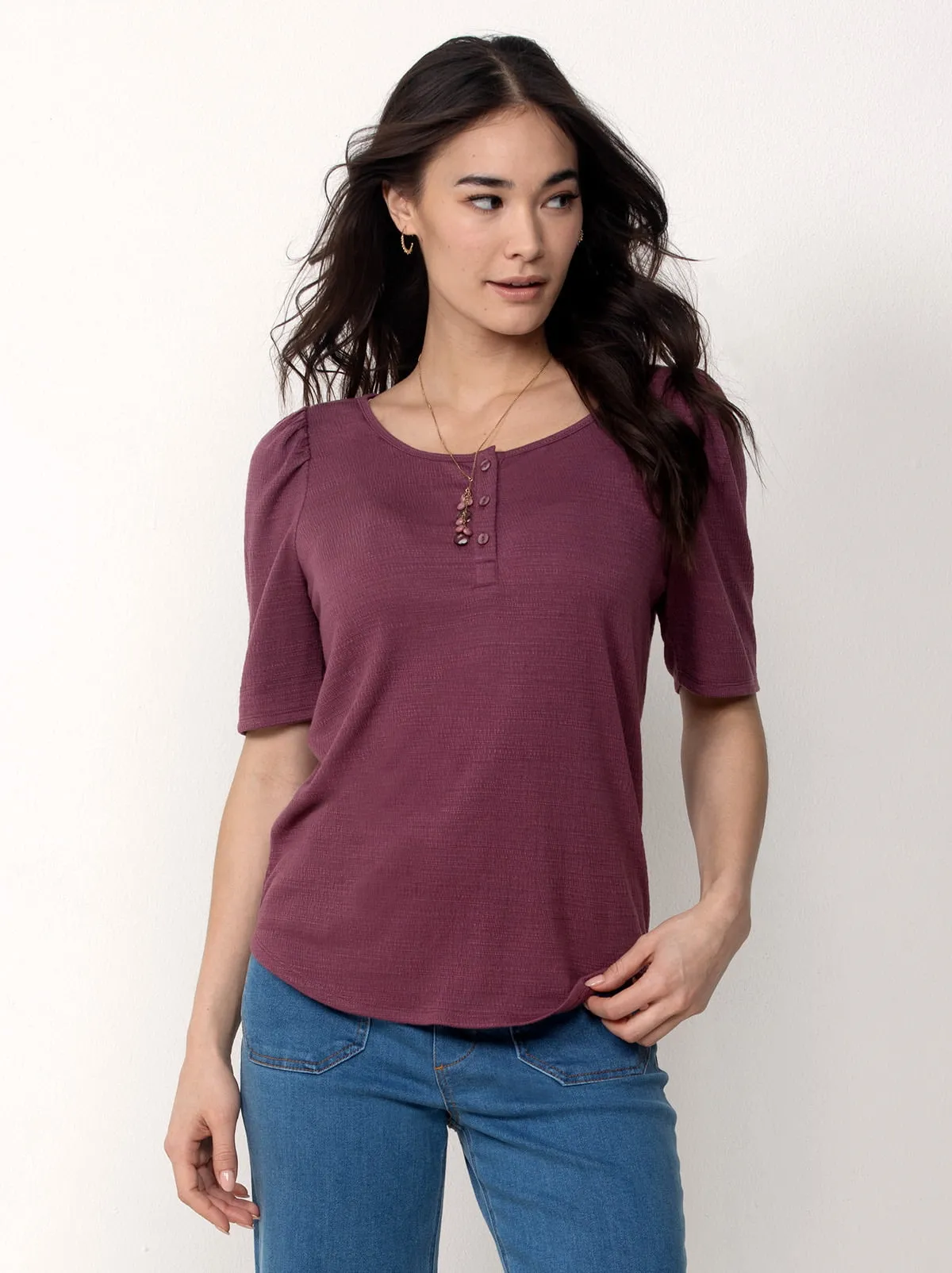Single Stitch Ultra Soft Scoop Neck Henley sold by Felina product image thumbnail 4