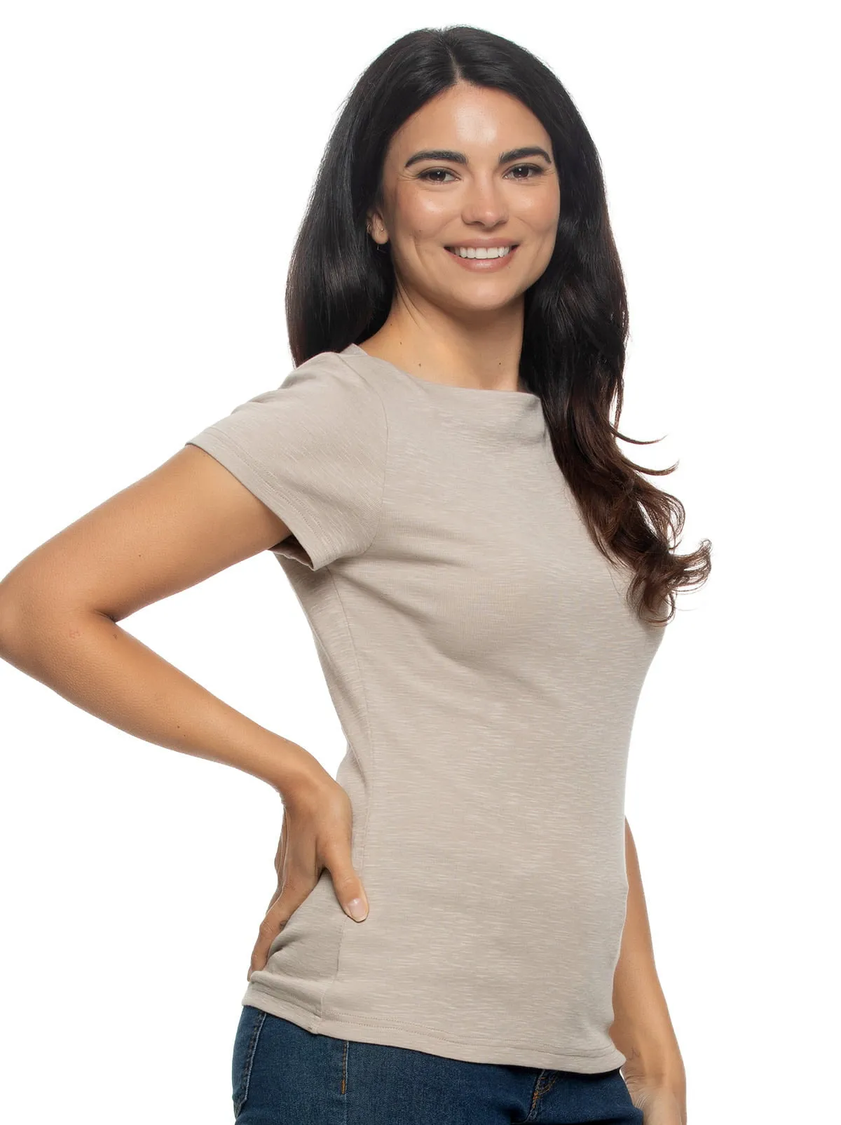 Slub Jersey Boatneck T-Shirt sold by Felina product image thumbnail 3