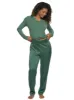 Elysees Long Sleeve Knot Top with Satin Tapered Pant Set sold by Felina