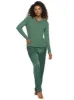 Elysees Long Sleeve Knot Top with Satin Tapered Pant Set sold by Felina