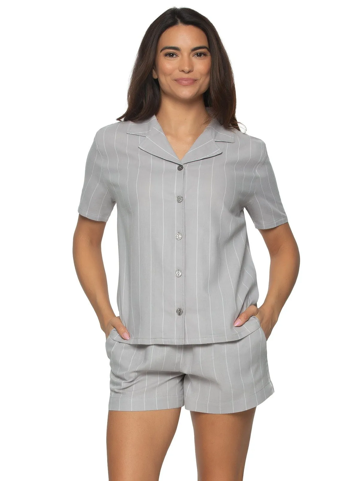Mirielle Cotton Collar Pajama Short Set sold by Felina product image thumbnail 2