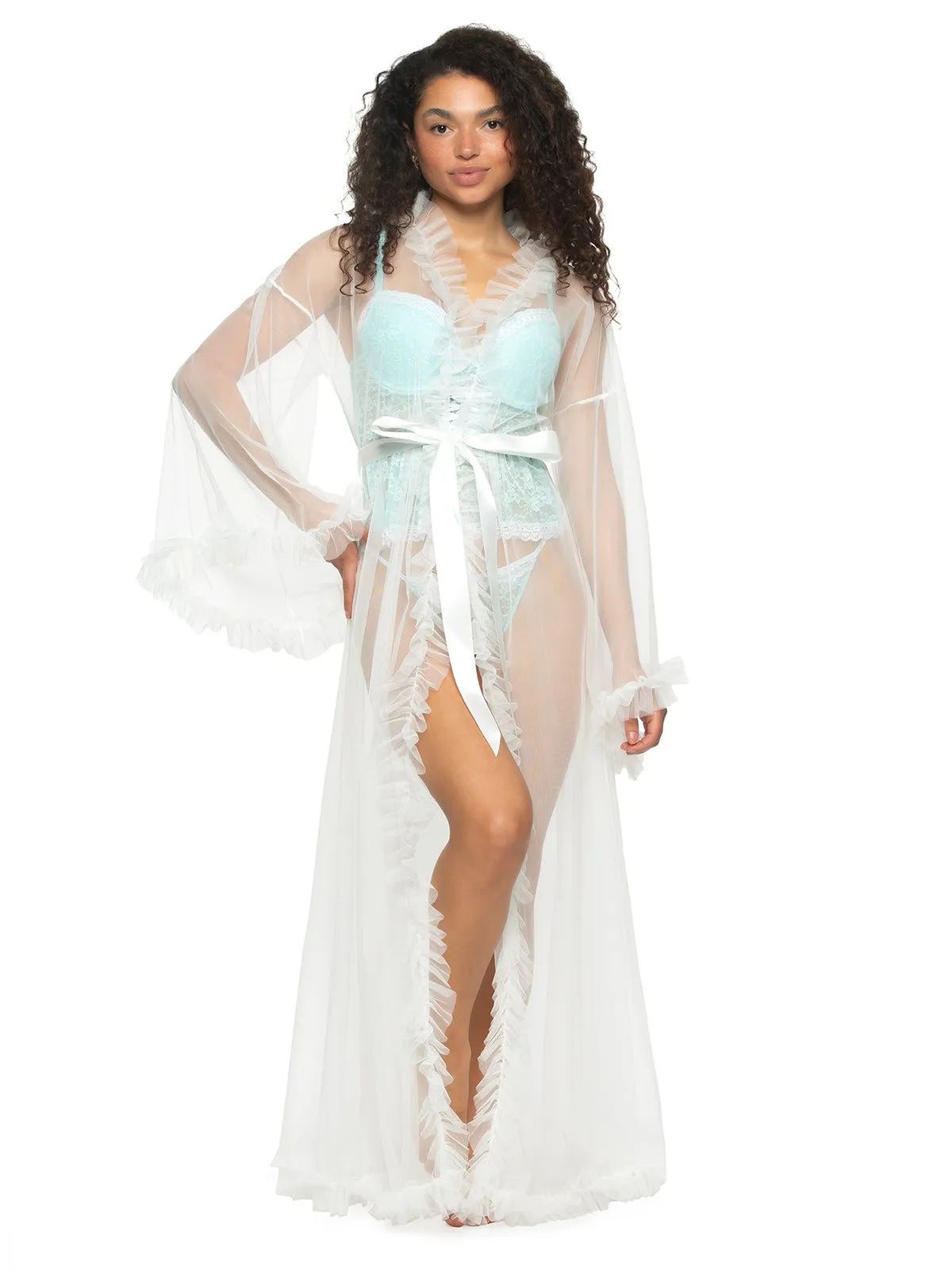 Veil Tulle Ruffle Peignoir Robe sold by Felina