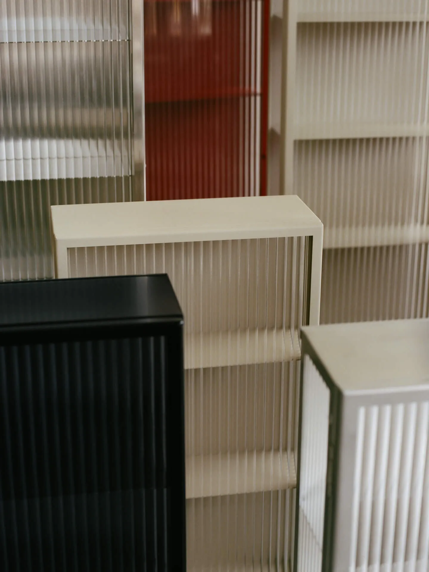 Haze Wall Cabinet - Reeded Glass - Black sold by Ferm Living product image thumbnail 3