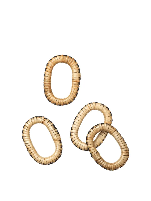 Weave Napkin Rings - Set of 4 - Natural/Black sold by Ferm Living