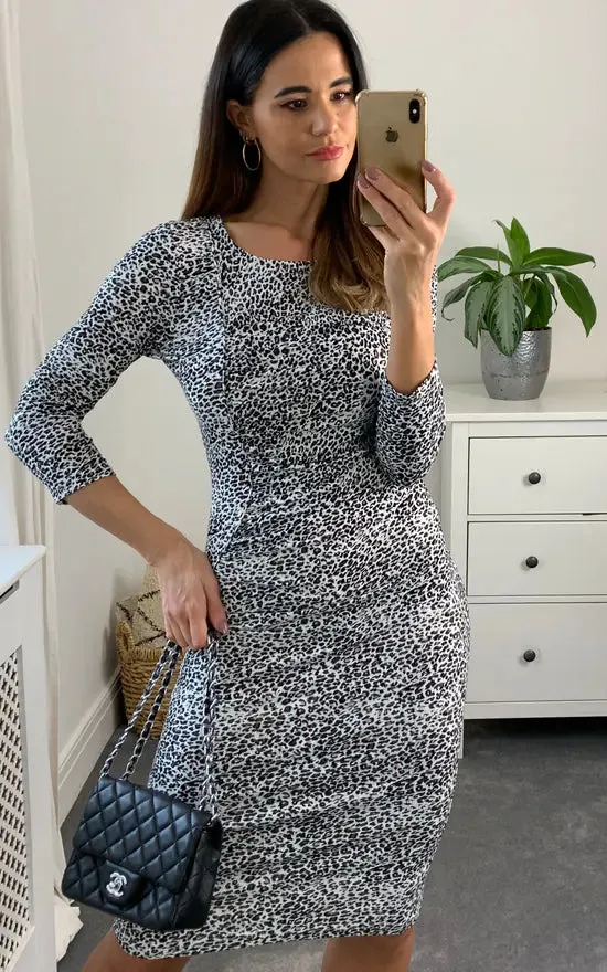 Animal Jersey Dress Colour Black White Khaki sold by Fever London product image thumbnail 3