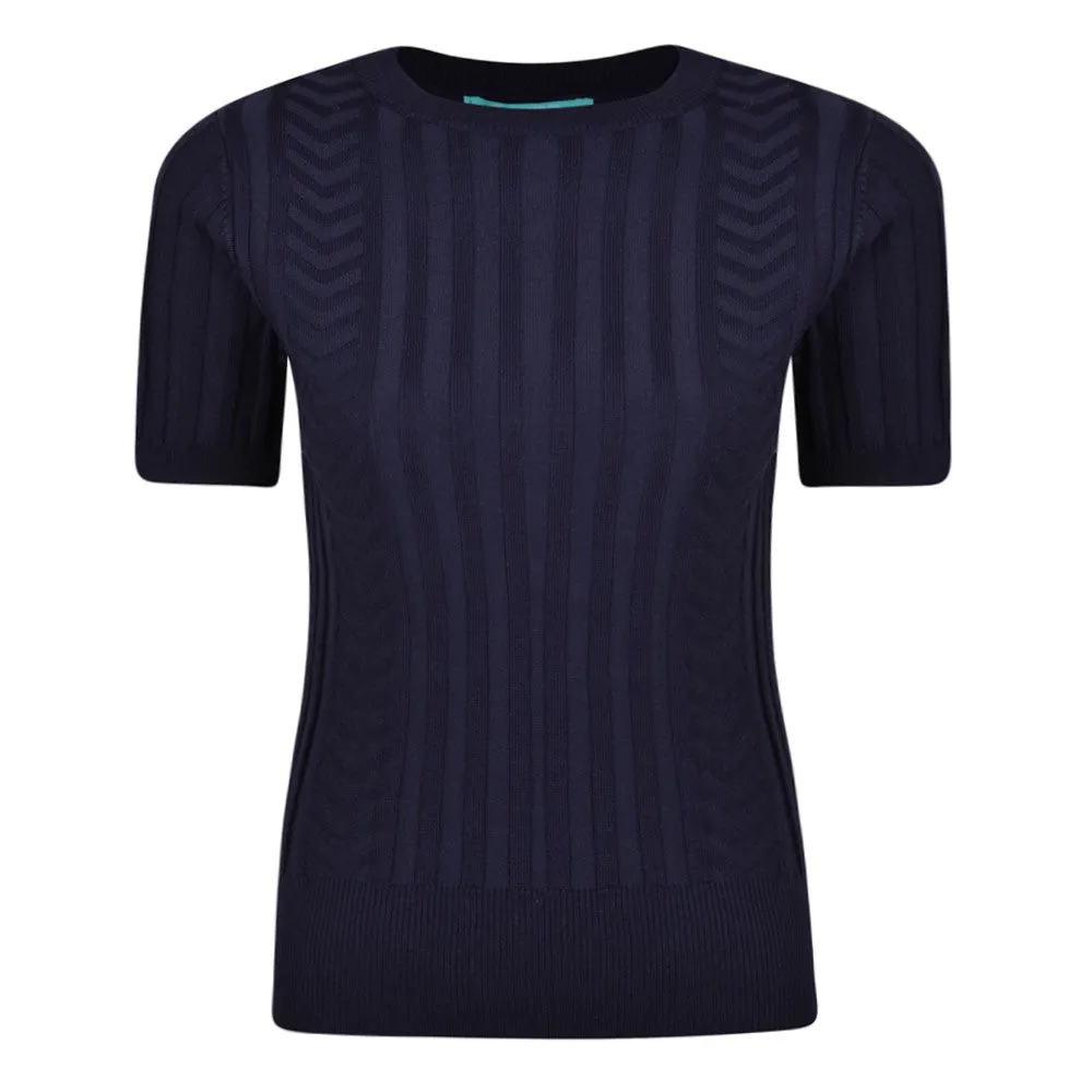 Kingsley Knit Top Navy sold by Fever London
