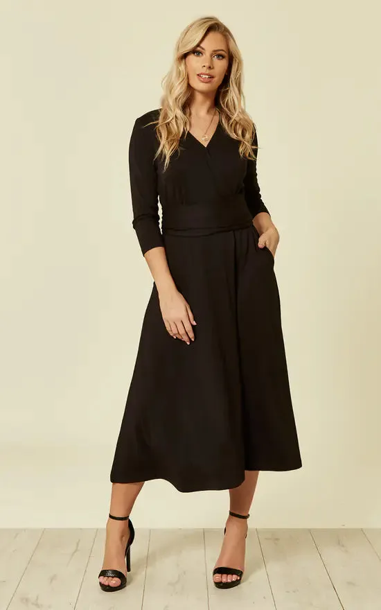 Rosalie Wrap Dress Black sold by Fever London