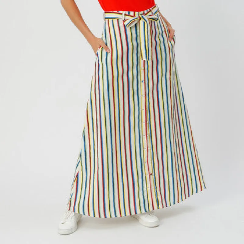Pia Maxi Skirt Multi Stripe sold by Fever London