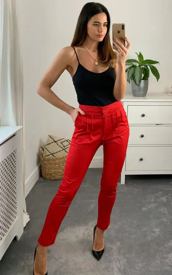 Penny Trousers Colour Red sold by Fever London product image thumbnail 3