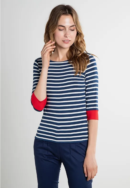 Brigitte Striped Top Navy/Cream/Red sold by Fever London product image thumbnail 3