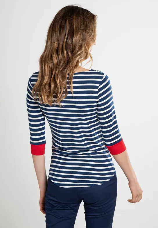 Brigitte Striped Top Navy/Cream/Red sold by Fever London product image thumbnail 4