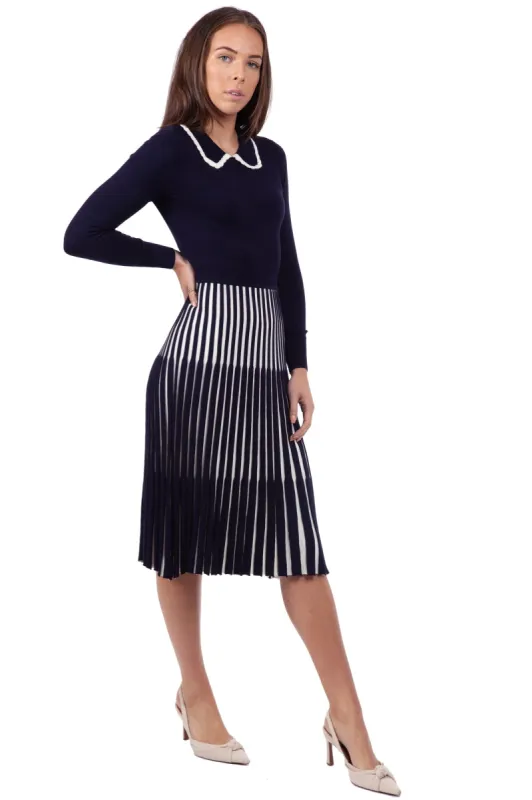 Lewes Dress Navy/Cream sold by Fever London
